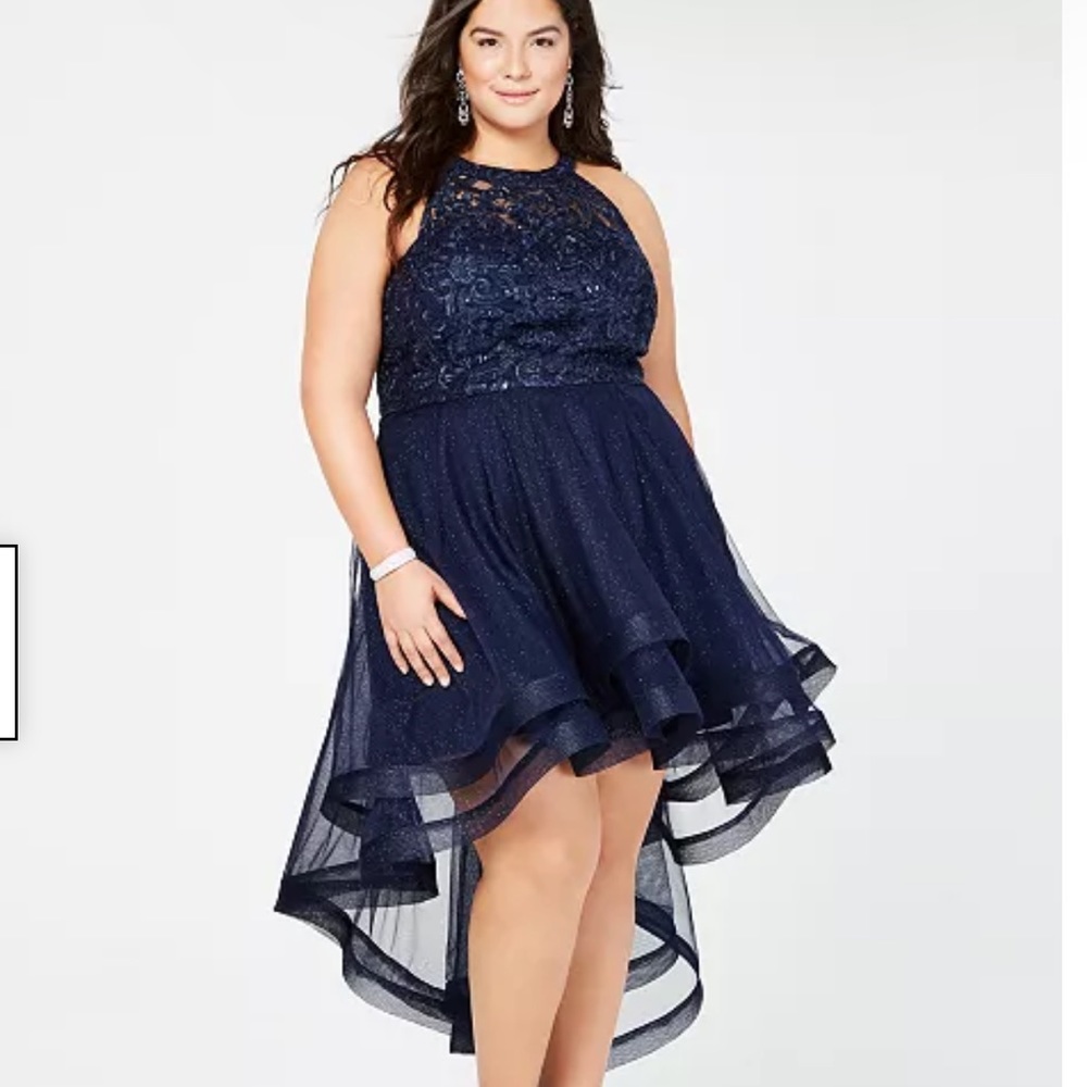 Trendy Plus Size Embellished High-Low Dress